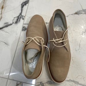 Salvatore Ferragamo sand color suede chukka boots. Worn once, like new!